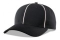 Adjustable ProWool Football Referee Cap-Black with White Piping