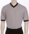 Deluxe Performance Mesh Solid Grey V-Neck Shirt with Black Trim